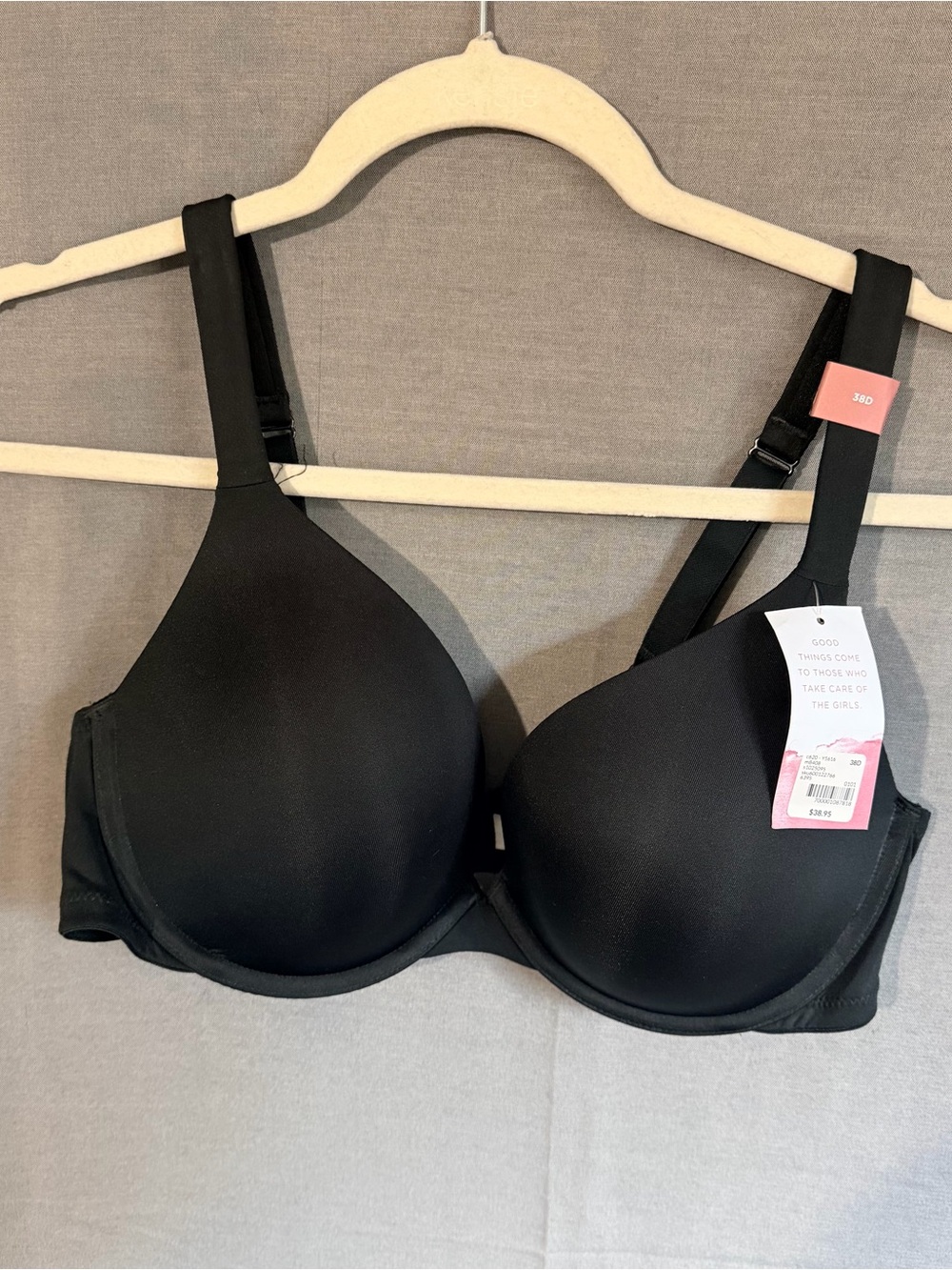 Cacique Black Bra with Cups 38D NWT